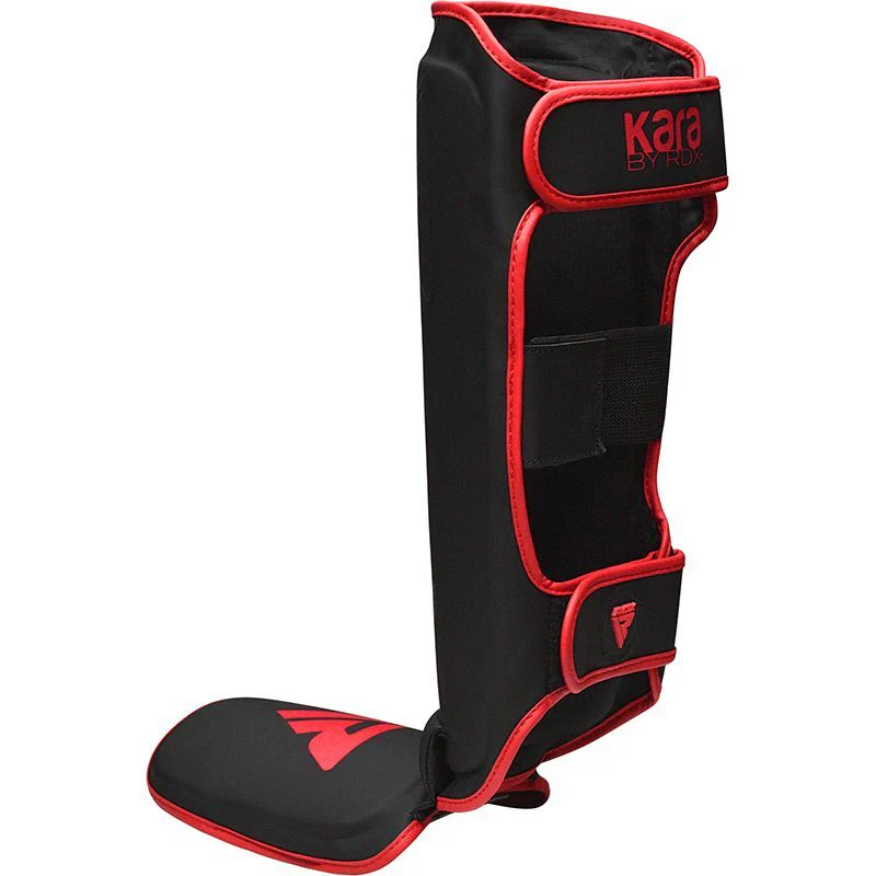 RDX F6 Kara Matte Black Shinguards - Black/Red - Image 2